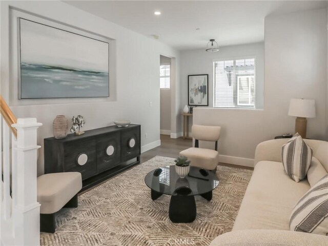 619 E Walnut, Monrovia, CA 91016 - living room with baseboards, recessed lighting, and stairs