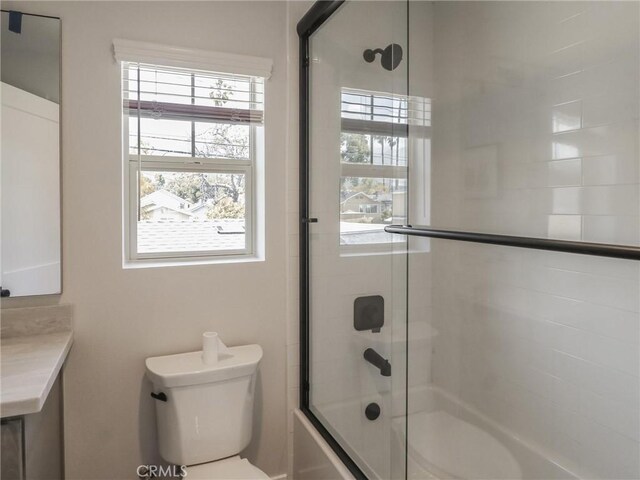 619 E Walnut, Monrovia, CA 91016 - full bathroom with toilet, shower / bath combination with glass door, and vanity