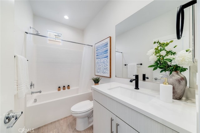196 Episode, Irvine, CA 92618 - bathroom with vanity, toilet, shower / bath combo with shower curtain, and wood finished floors