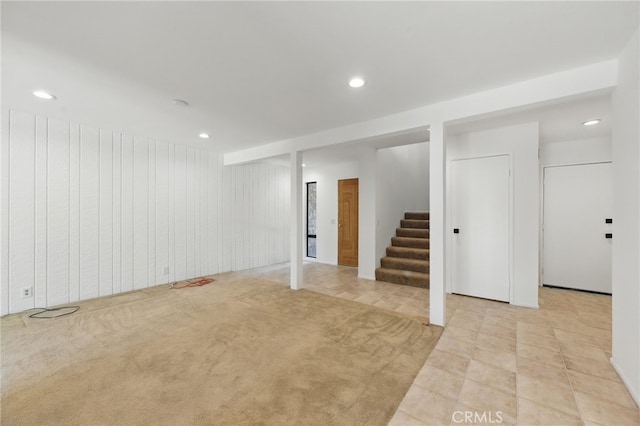 4424 Park Jazmin, Calabasas, CA 91302 - finished below grade area featuring stairway, recessed lighting, and light tile patterned flooring