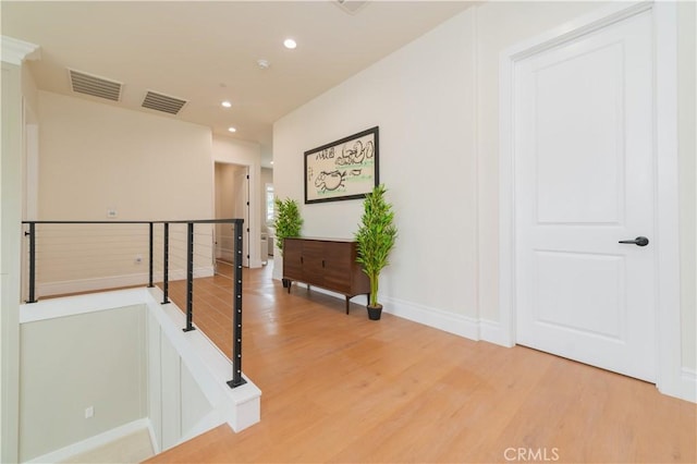 451 Avenida Esplendor, Walnut, CA 91789 - corridor featuring an upstairs landing, light wood-style floors, and recessed lighting