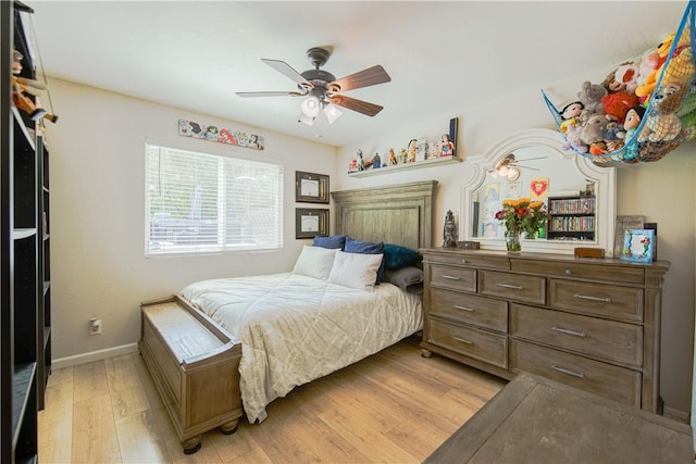 3263 Green Canyon Rd, Fallbrook, CA 92028 - bedroom with light wood-type flooring, baseboards, and ceiling fan