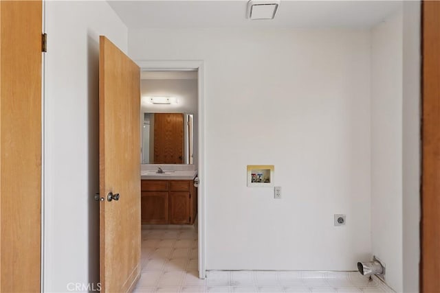 442 R St, Merced, CA 95341 - washroom with hookup for an electric dryer, light flooring, and hookup for a washing machine
