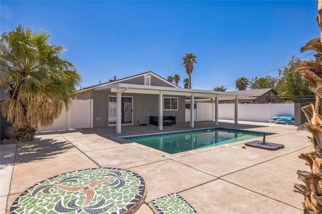 15025 Avenida Ramada, Desert Hot Springs, CA 92240 - view of swimming pool featuring a patio area and fence