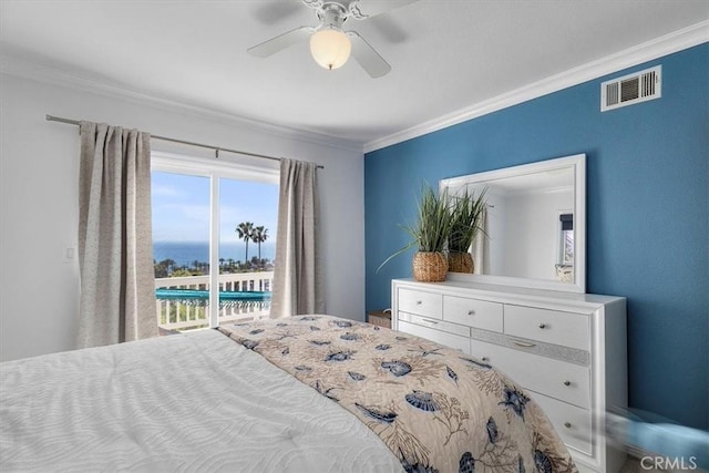 3602 S Walker Ave, San Pedro, CA 90731 - bedroom featuring ornamental molding and ceiling fan