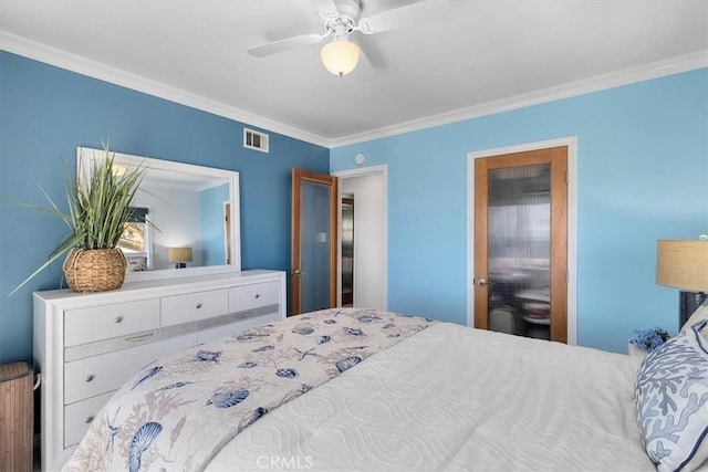 3602 S Walker Ave, San Pedro, CA 90731 - bedroom featuring crown molding and ceiling fan