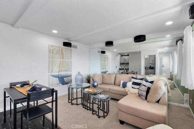 3602 S Walker Ave, San Pedro, CA 90731 - carpeted living room with baseboards and recessed lighting