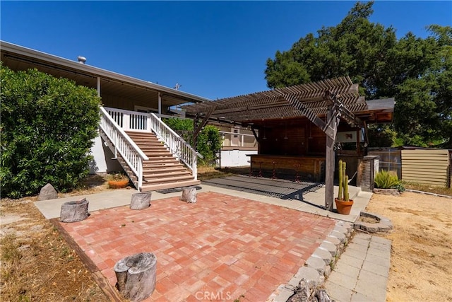 3500 Colima Rd, Atascadero, CA 93422 - view of patio / terrace with stairs, a pergola, and fence