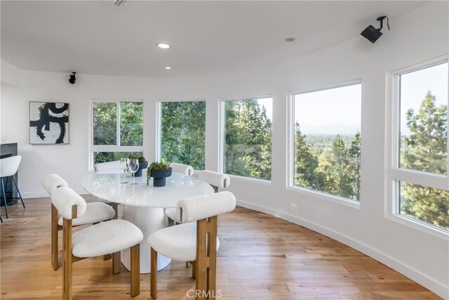 3828 Alomar Dr, Sherman Oaks, CA 91423 - dining space featuring baseboards, light wood-type flooring, and recessed lighting