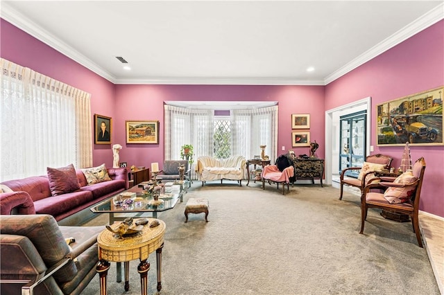 4960 Densmore Ave, Encino, CA 91436 - carpeted living area with ornamental molding and recessed lighting