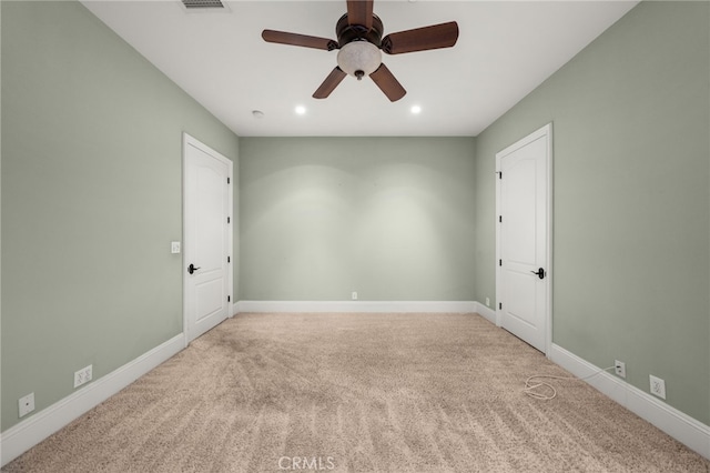 475 W 26th St, Upland, CA 91784 - empty room featuring carpet, a ceiling fan, recessed lighting, and baseboards