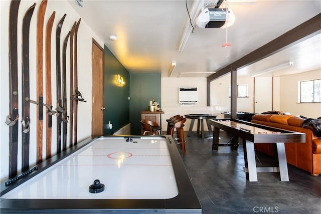 43620 Colusa Dr, Big Bear Lake, CA 92315 - rec room featuring finished concrete flooring and heating unit