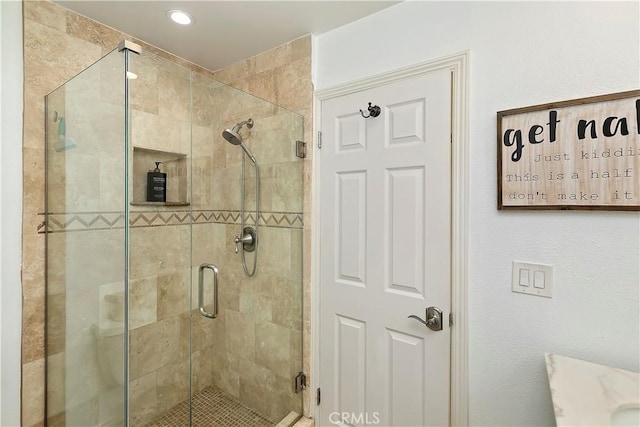 2546 N Orange Hill Ln, Orange, CA 92867 - bathroom featuring a shower stall and recessed lighting