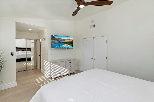 2546 N Orange Hill Ln, Orange, CA 92867 - bedroom featuring light wood finished floors, a closet, baseboards, and ceiling fan