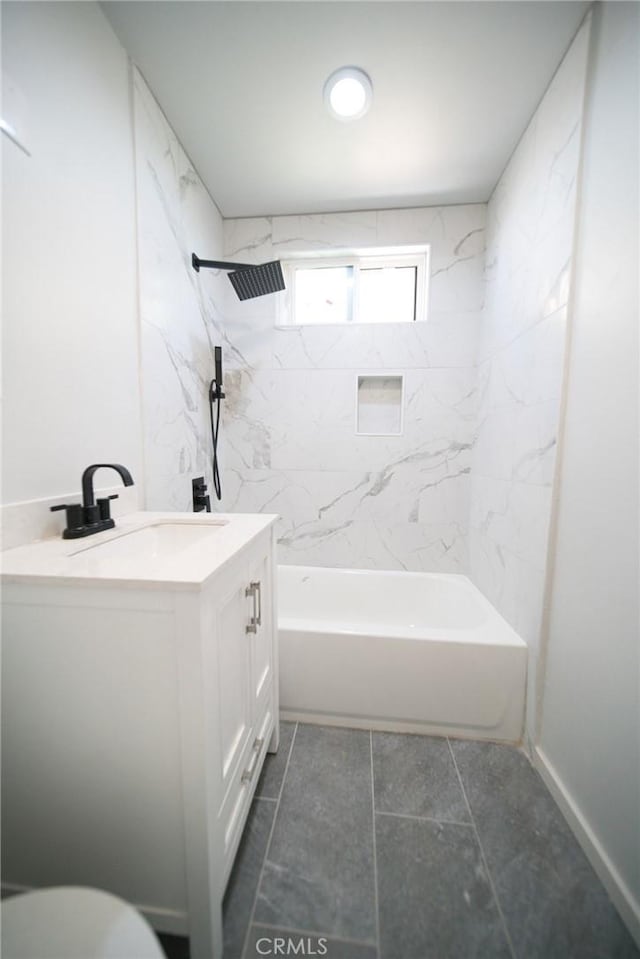 1336 W 118th St, Los Angeles, CA 90044 - full bathroom with vanity,  shower combination, tile patterned flooring, and toilet