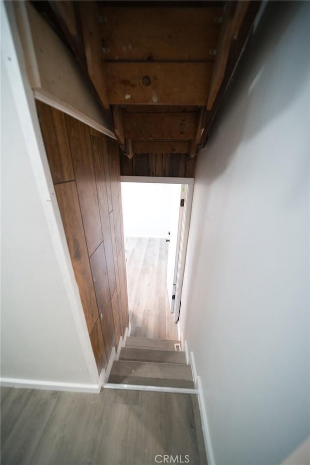 1336 W 118th St, Los Angeles, CA 90044 - stairway with wood finished floors and baseboards