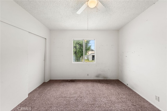 368 W St, Upland, CA 91786 - unfurnished bedroom featuring carpet flooring, a textured ceiling, a closet, and ceiling fan