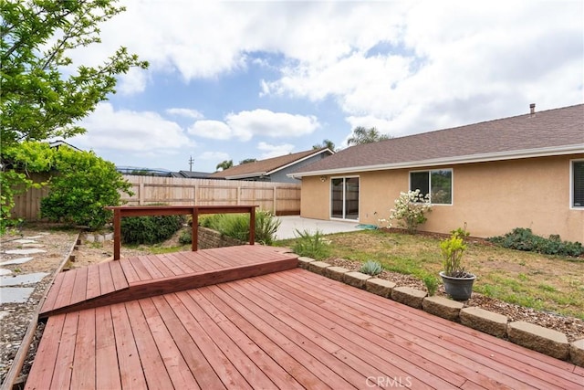 448 Grove Ln, Nipomo, CA 93444 - wooden terrace with a fenced backyard and a patio area