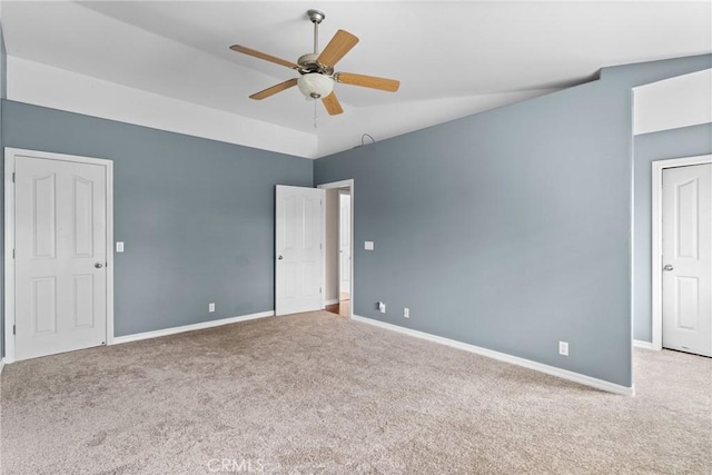 448 Grove Ln, Nipomo, CA 93444 - unfurnished bedroom featuring carpet, baseboards, lofted ceiling, and ceiling fan