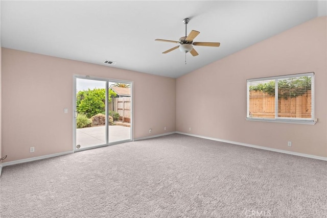 448 Grove Ln, Nipomo, CA 93444 - carpeted spare room with lofted ceiling, a ceiling fan, healthy amount of natural light, and baseboards