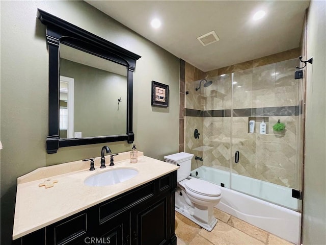 10061 Cozycroft Ave, Chatsworth, CA 91311 - bathroom with shower / bath combination with glass door, toilet, vanity, and recessed lighting