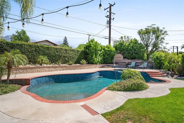 view of swimming pool with a patio and a fenced backyard