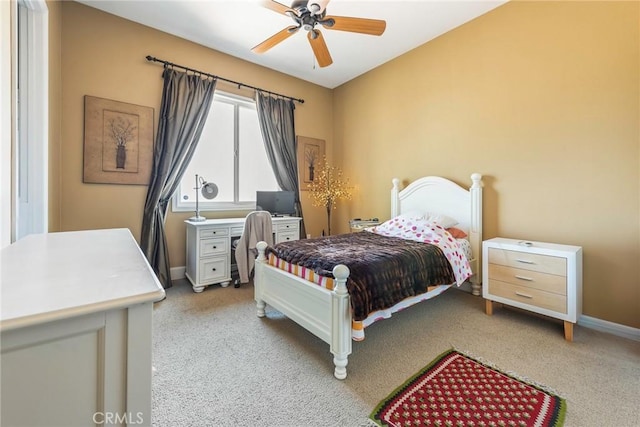 7940 Choi Dr, Riverside, CA 92506 - bedroom with baseboards, light colored carpet, and ceiling fan