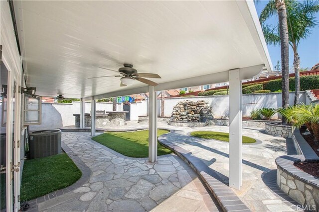 9788 Balaton St, Rancho Cucamonga, CA 91737 - fenced backyard with a patio and ceiling fan