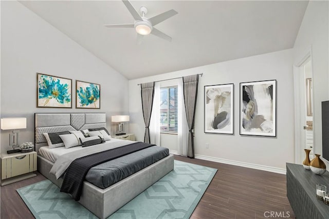9788 Balaton St, Rancho Cucamonga, CA 91737 - bedroom featuring vaulted ceiling, dark wood finished floors, and ceiling fan