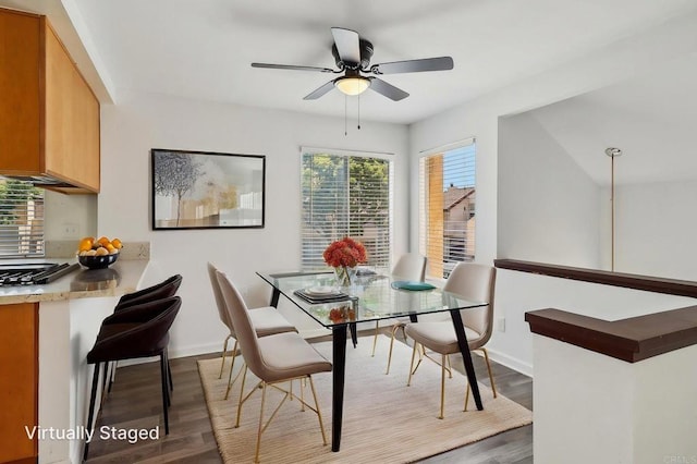 514 Jamacha Rd Unit 17, El Cajon, CA 92019 - dining space with wood finished floors, ceiling fan, and baseboards