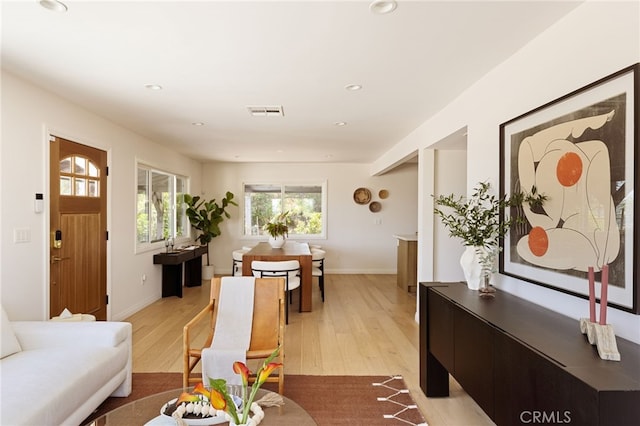 479 Crane Blvd, Los Angeles, CA 90065 - living room with light wood finished floors, baseboards, and recessed lighting