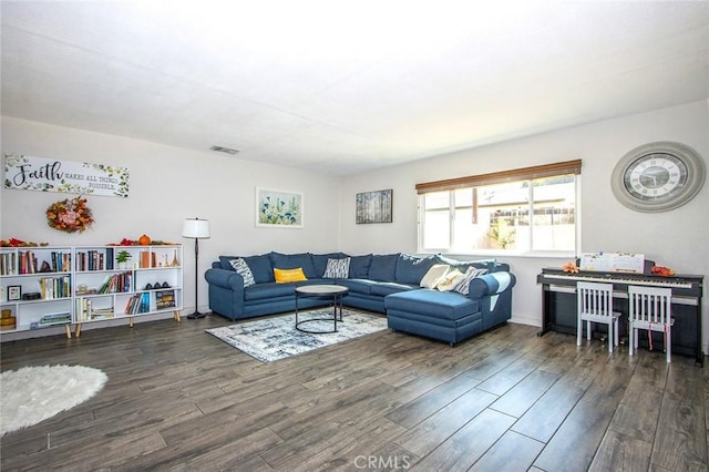 living area with wood finished floors