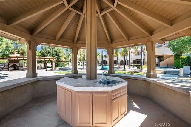 986 Coriander Dr Unit 304, Hemet, CA 92545 - view of patio / terrace with a sink and a gazebo