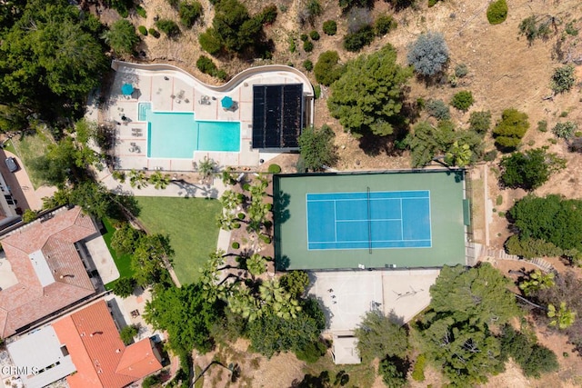 bird's eye view of a pool