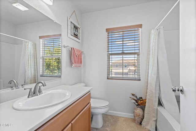 2024 Green Ridge Cir, Lompoc, CA 93436 - bathroom with vanity, shower / tub combo, and tile patterned flooring