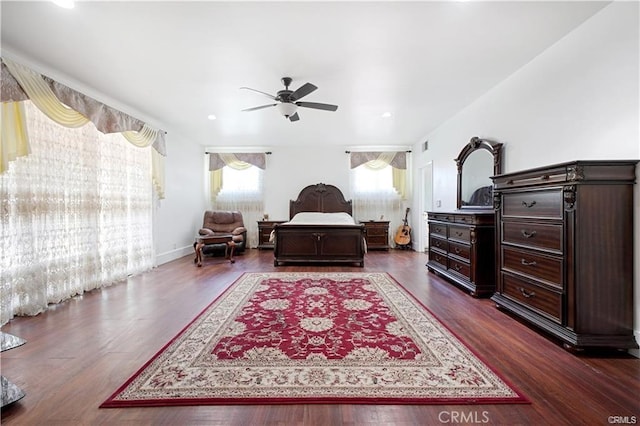 22329 Plummer St, Chatsworth, CA 91311 - bedroom featuring dark wood finished floors and a ceiling fan