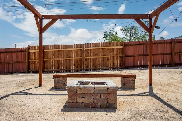 6649 Pine Spring Ave Unit 29, Palms, CA 92277 - view of patio / terrace with a fire pit