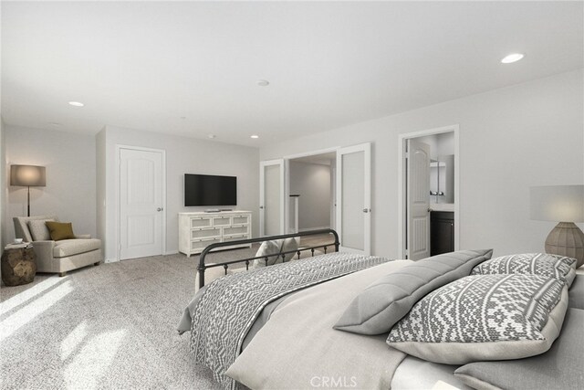 26703 Lexington Ln, Saugus, CA 91350 - bedroom featuring carpet flooring, recessed lighting, connected bathroom, and a closet