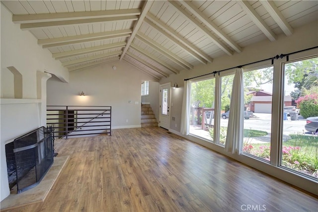 810 Meinecke Ave, San Luis Obispo, CA 93405 - unfurnished living room featuring wood finished floors and wooden ceiling