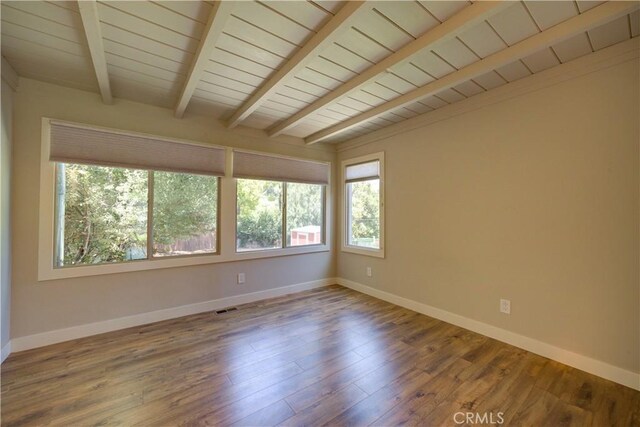 810 Meinecke Ave, San Luis Obispo, CA 93405 - spare room featuring wood finished floors and a wooden ceiling with exposed beams