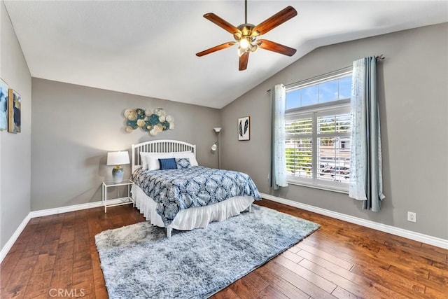 2517 Macbeth Ave, Corona, CA 92882 - bedroom featuring lofted ceiling, hardwood / wood-style floors, baseboards, and ceiling fan