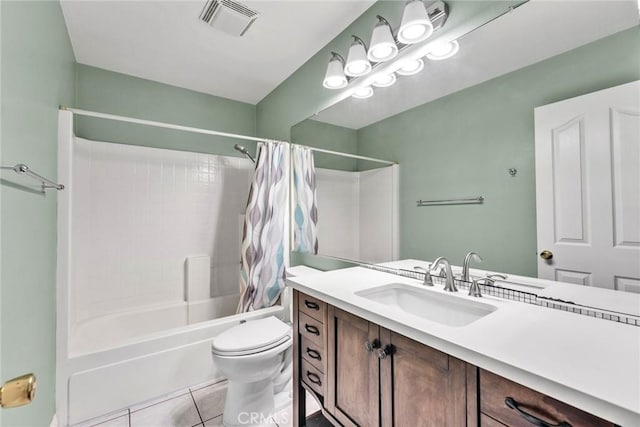 2517 Macbeth Ave, Corona, CA 92882 - full bath featuring tile patterned flooring, toilet, shower / bathtub combination with curtain, and vanity
