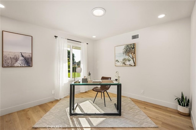 5662 Trail View Pl, Yorba Linda, CA 92886 - office with baseboards, light wood-style floors, and recessed lighting