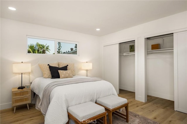 5662 Trail View Pl, Yorba Linda, CA 92886 - bedroom featuring two closets, light wood finished floors, and recessed lighting