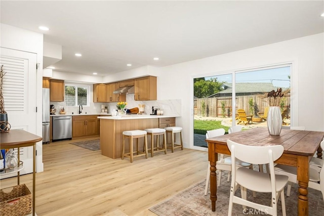 5662 Trail View Pl, Yorba Linda, CA 92886 - dining space featuring light wood-style floors and recessed lighting