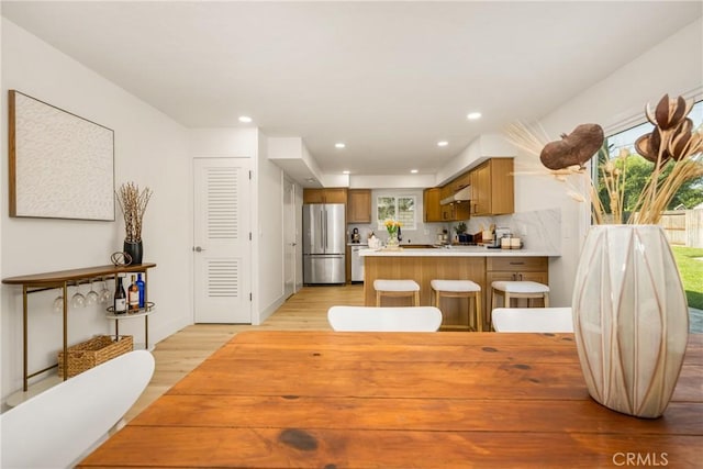 5662 Trail View Pl, Yorba Linda, CA 92886 - dining space with light wood-type flooring and recessed lighting