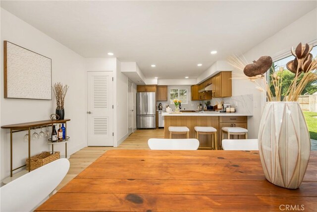 5662 Trail View Pl, Yorba Linda, CA 92886 - dining area featuring light wood finished floors and recessed lighting