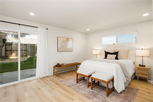5662 Trail View Pl, Yorba Linda, CA 92886 - bedroom featuring access to outside, multiple windows, light wood-style floors, recessed lighting, and baseboards