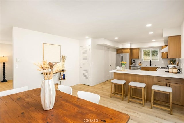 5662 Trail View Pl, Yorba Linda, CA 92886 - dining space with light wood-style floors and recessed lighting