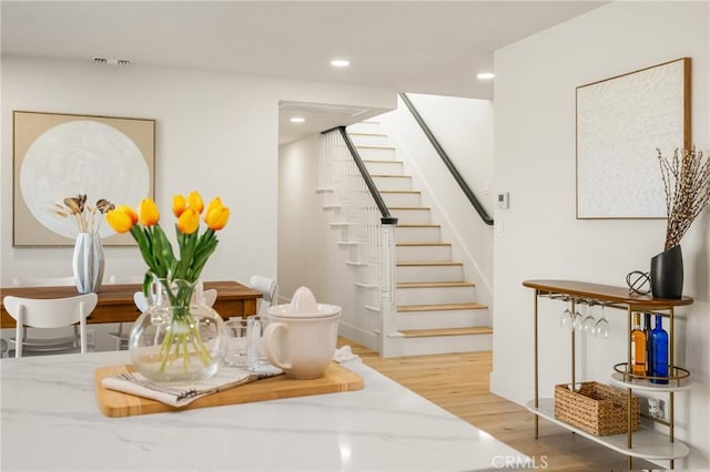 5662 Trail View Pl, Yorba Linda, CA 92886 - staircase with wood finished floors and recessed lighting